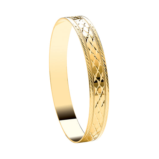 Yellow Gold 10mm D/C Slave Wide Bangle
