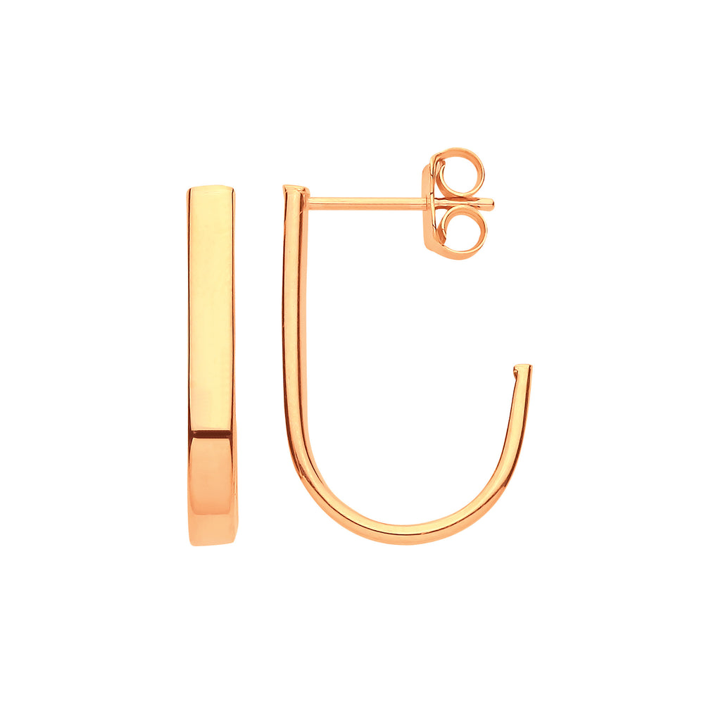 Yellow Gold Plain 'J' Hoop Earrings – product view