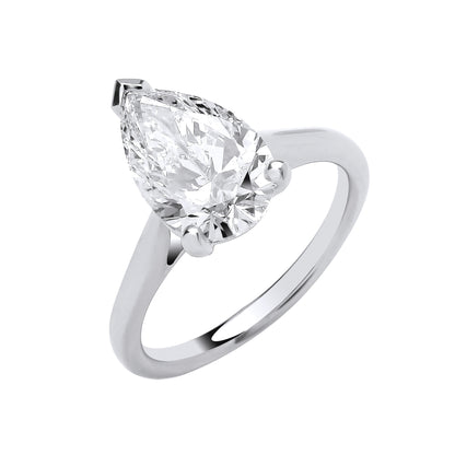 18ct White Gold 3.00ctw Pear Cut LAB GROWN Diamond Ring IGI Certified
