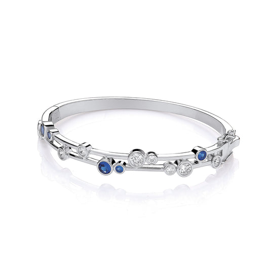 Timeless Rubover set Blue & Clear Cubic Zirconias Ladies J-Jaz Bangle