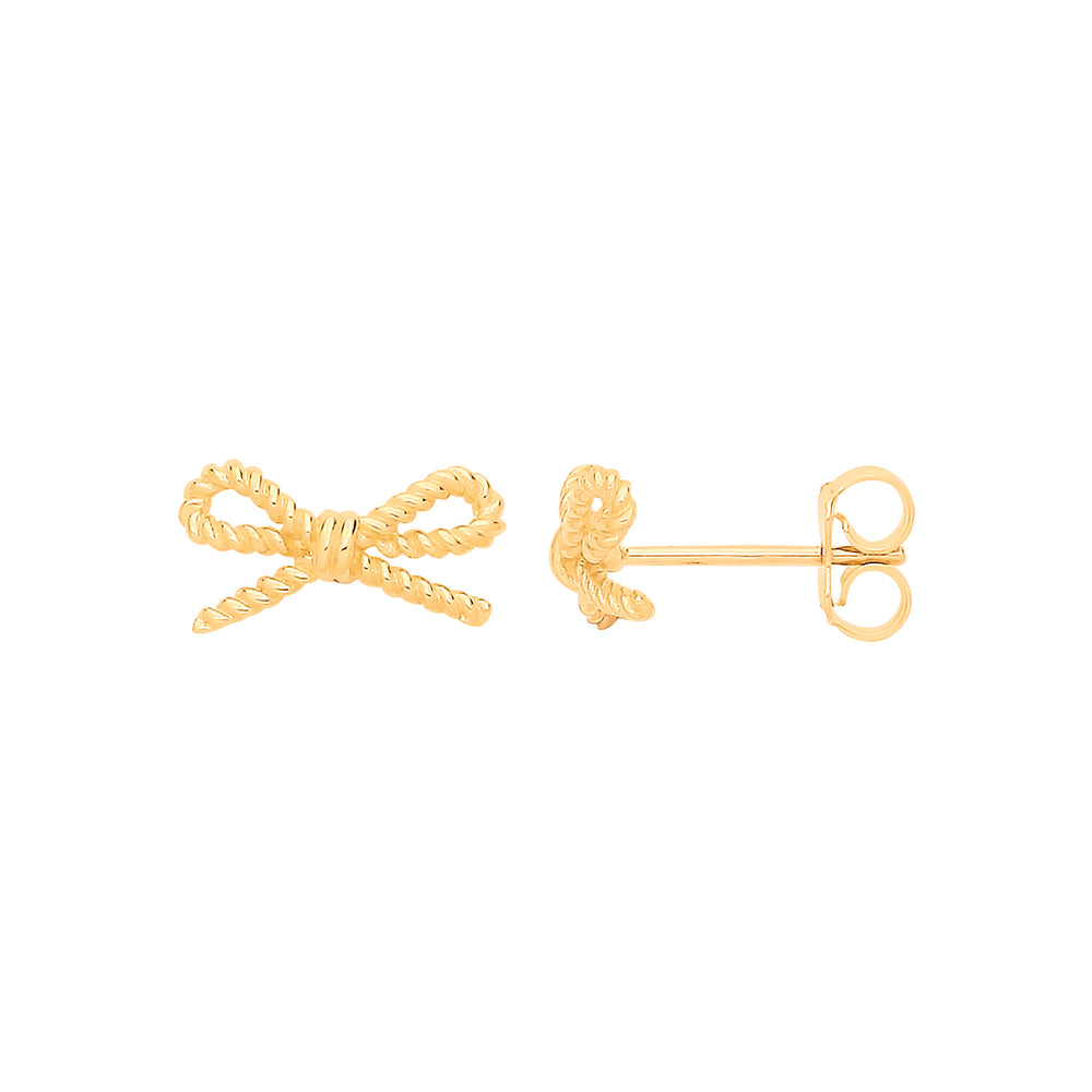 Yellow Gold Bow Stud Earrings