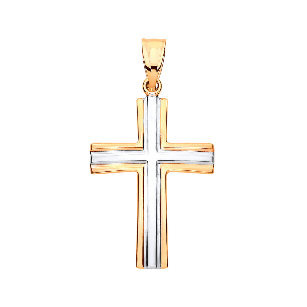 Yellow Gold Two Colour Hollow Cross
