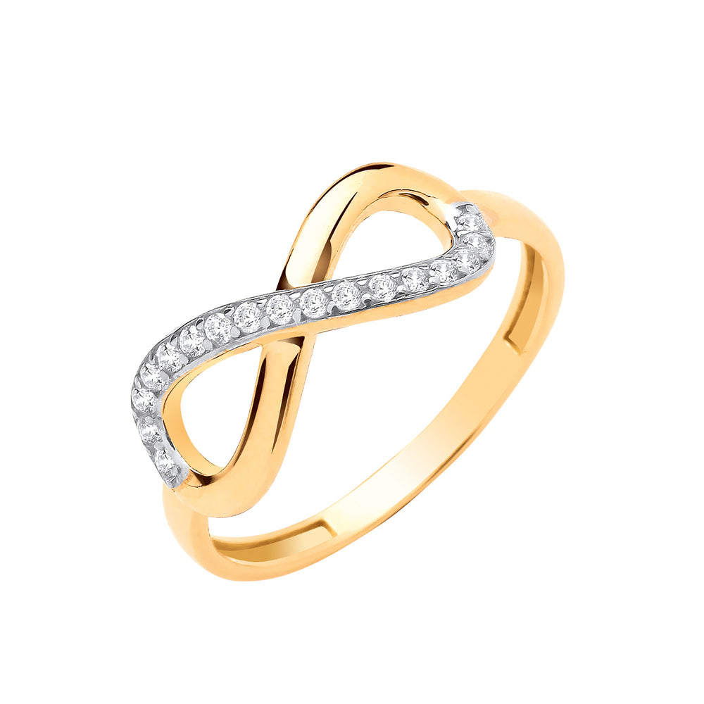 Yellow Gold Infinity Cubic Zirconia Ladies Ring