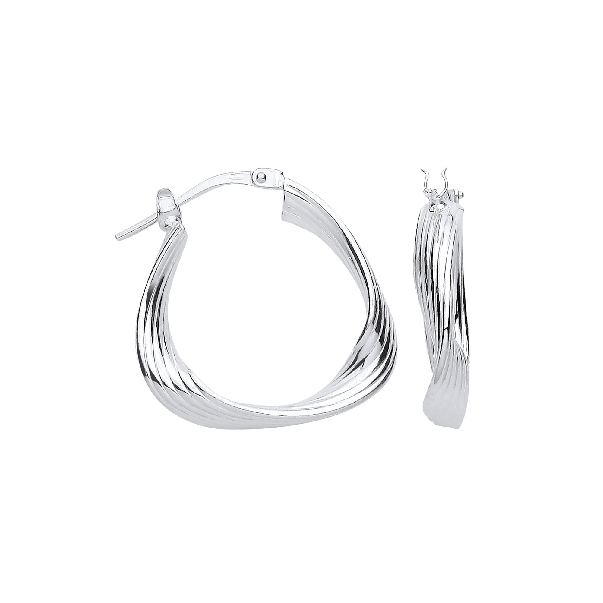 Silver Triangle 21mm Twisted Hoop Earrings
