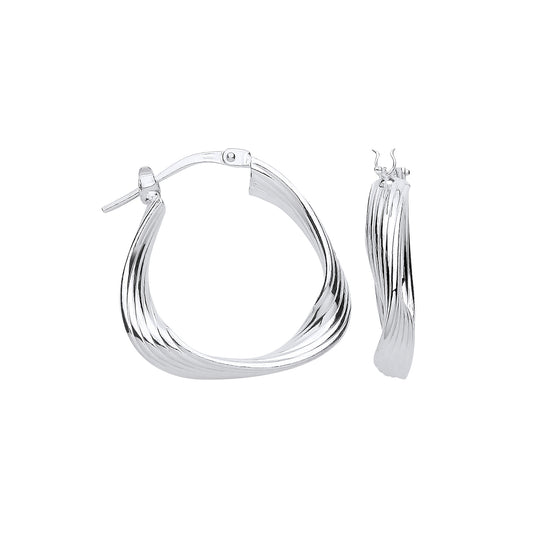 Silver Triangle 21mm Twisted Hoop Earrings