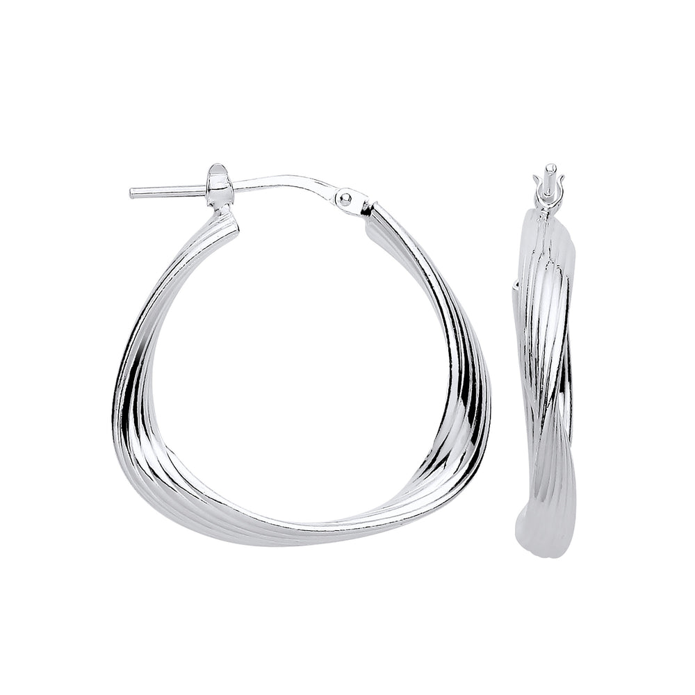 Silver Triangle 26mm Twisted Hoop Earrings
