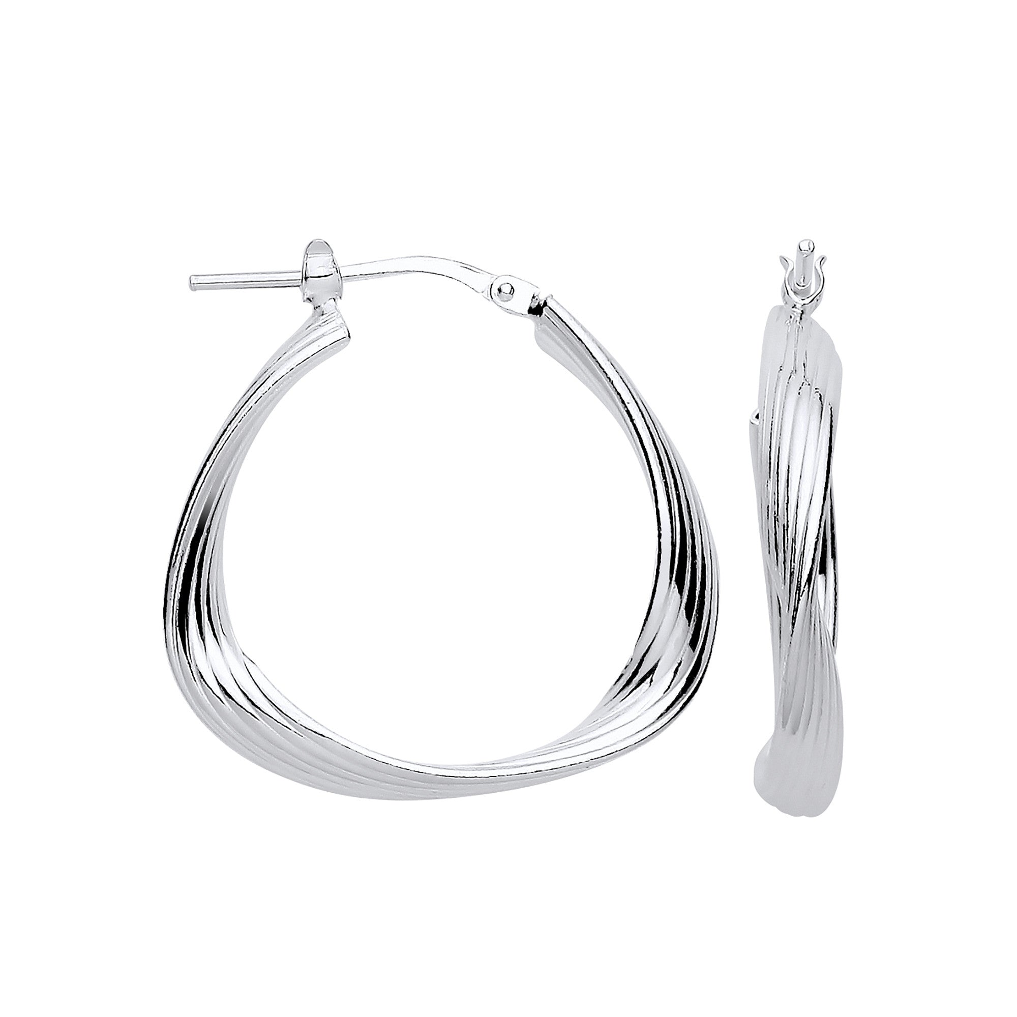 Silver Triangle 26mm Twisted Hoop Earrings
