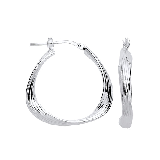 Silver Triangle 26mm Twisted Hoop Earrings
