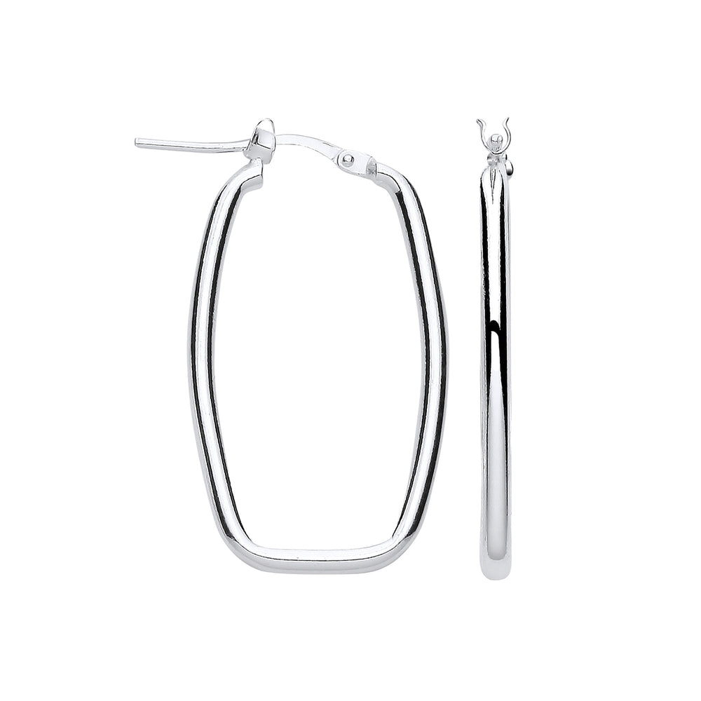 Silver Rectangular Creole Earrings