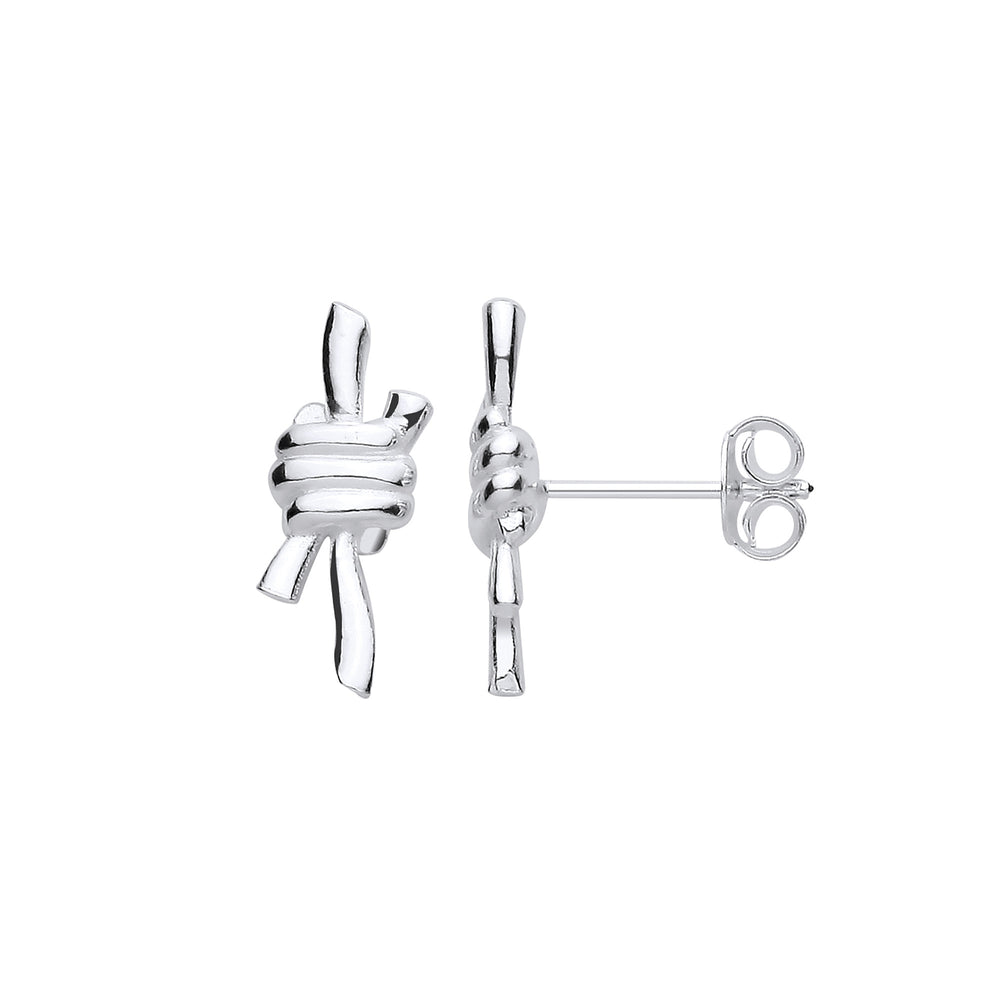 Silver Nautical Reef Knot Studs