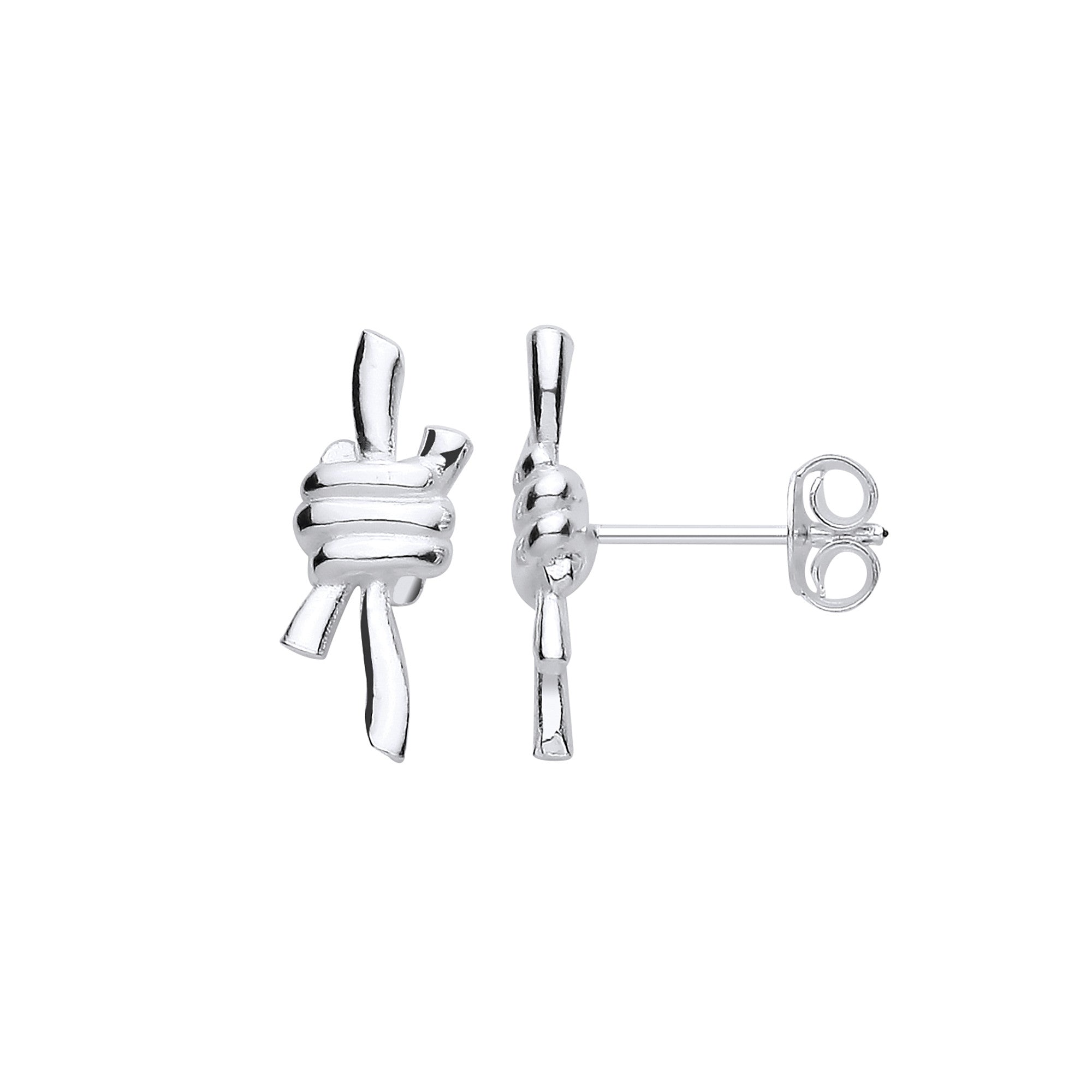 Silver Nautical Reef Knot Studs