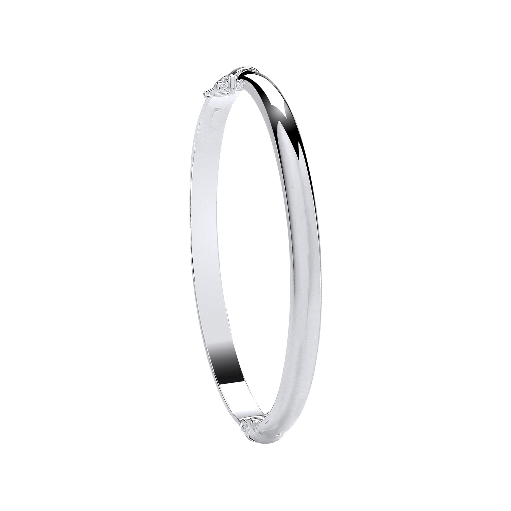 Silver Plain Oval D-Shape 5.9mm Ladies Bangle