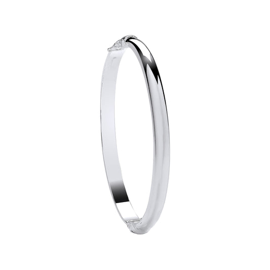 Silver Plain Oval D-Shape 5.9mm Ladies Bangle