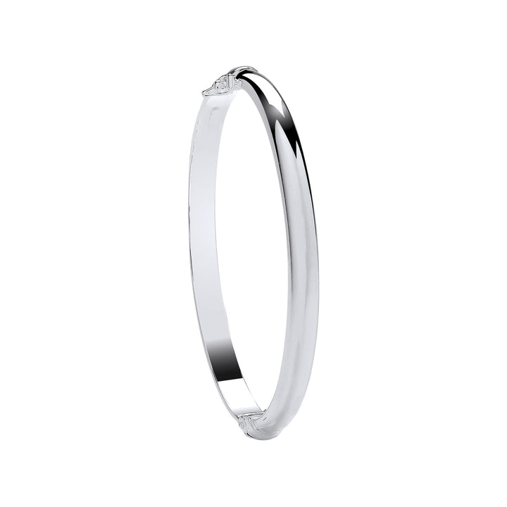 Silver Plain Oval D-Shape 5.9mm Ladies Bangle