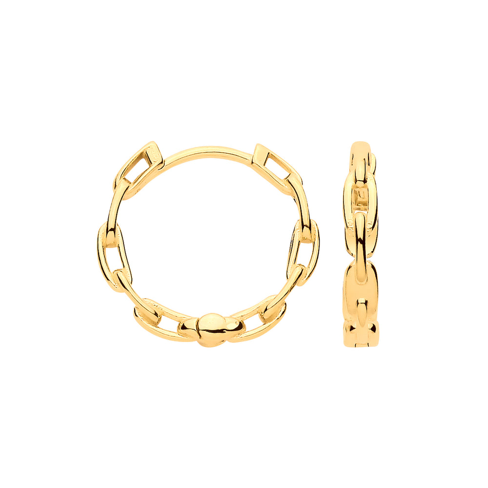 Yellow Gold Paper Clip Plain Huggies