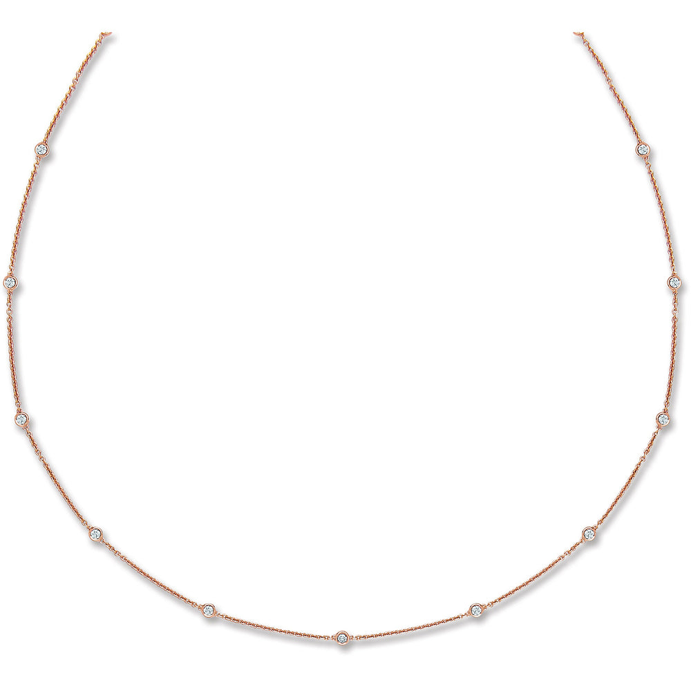 18ct Rose Gold 0.50ct Diamond by the yard Necklace (18in/45cm)
