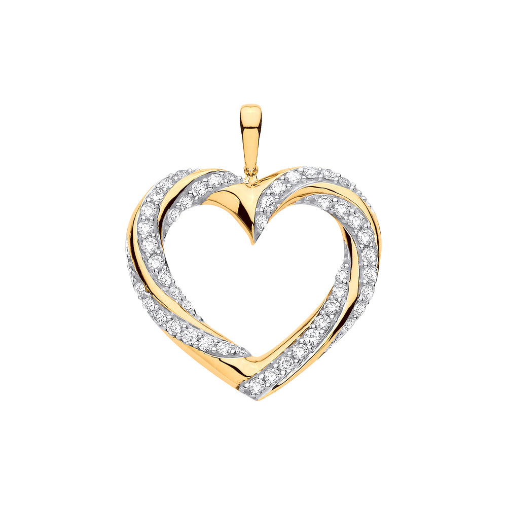 9ct Yellow Gold 0.50ct Diamond Heart Pendant