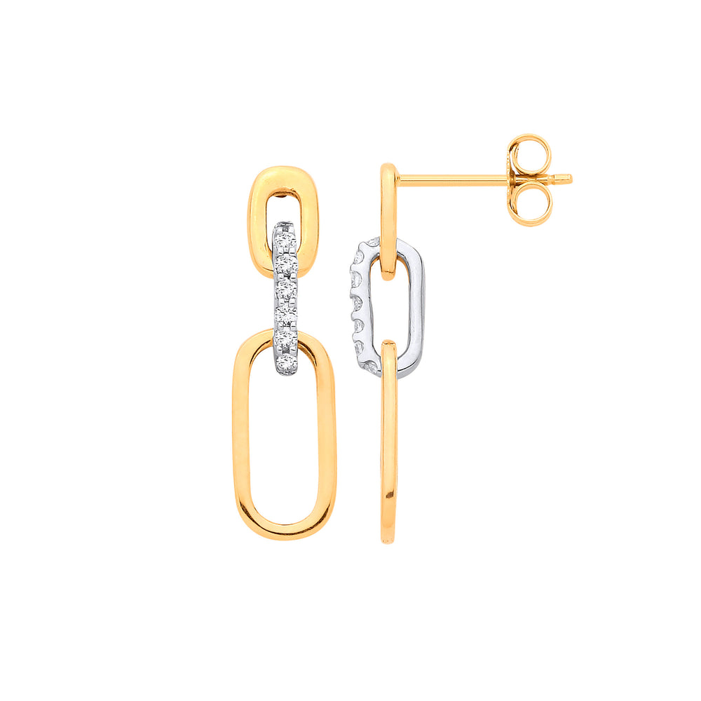 9ct Yellow Gold 0.16ctw Drop Earrings