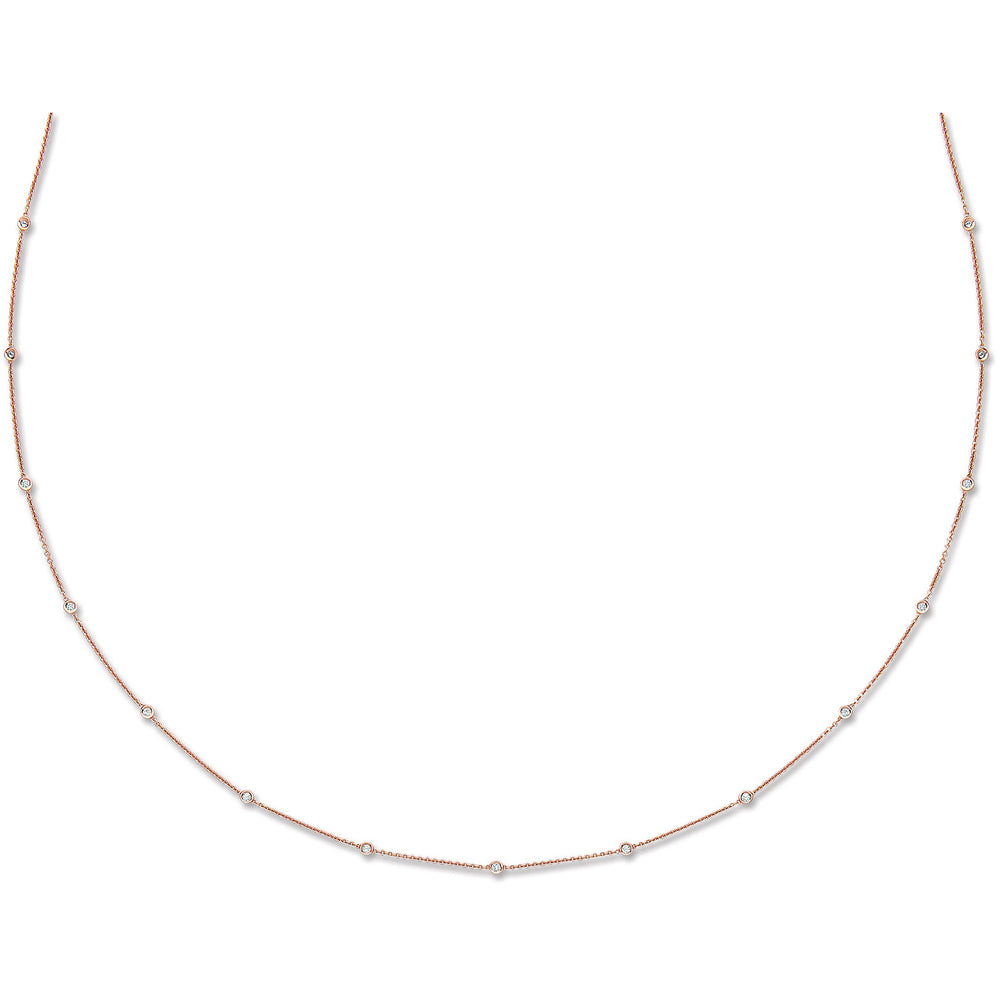 18ct Rose Gold 1.00ct Diamond by the yard Necklace (36in/91cm)