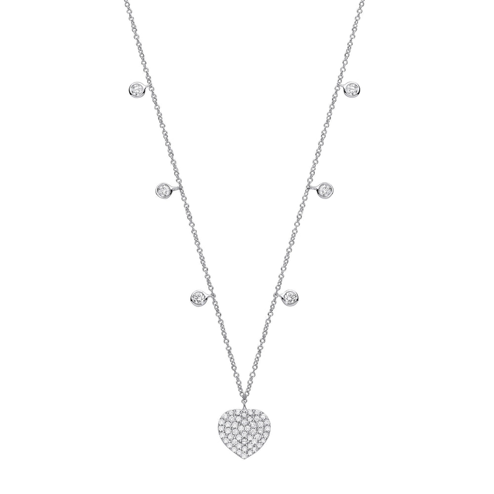 9ct White Gold 0.45ctw Heart Necklace