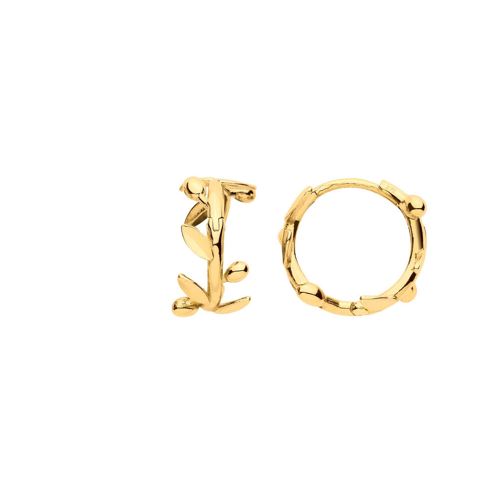 Yellow Gold Leaf with Olives Huggies – product view