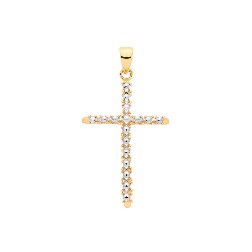 Yellow & White Gold with Illusion D/C Plate Cross