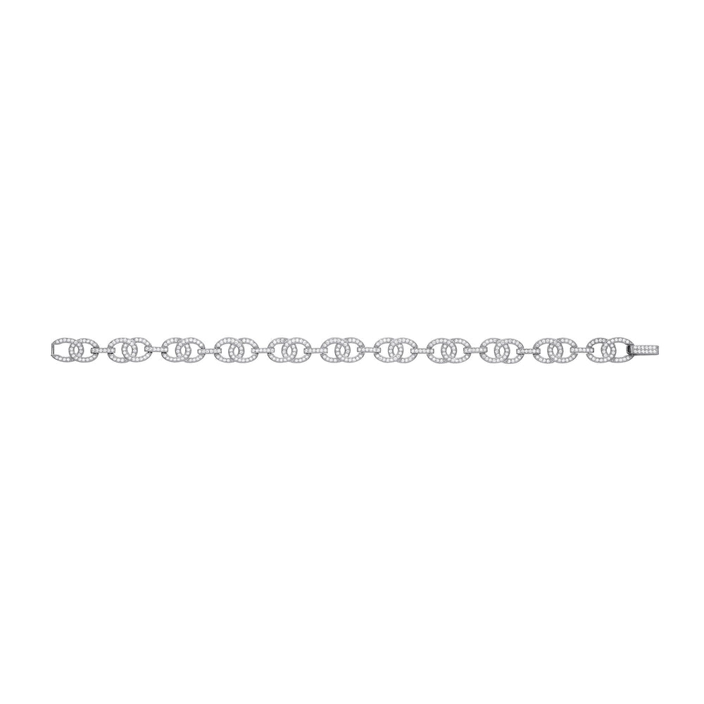 Silver Interlocked Circles Cubic Zirconia Ladies Bracelet