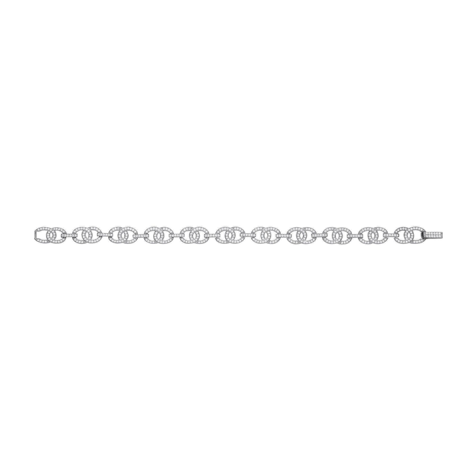 Silver Interlocked Circles Cubic Zirconia Ladies Bracelet