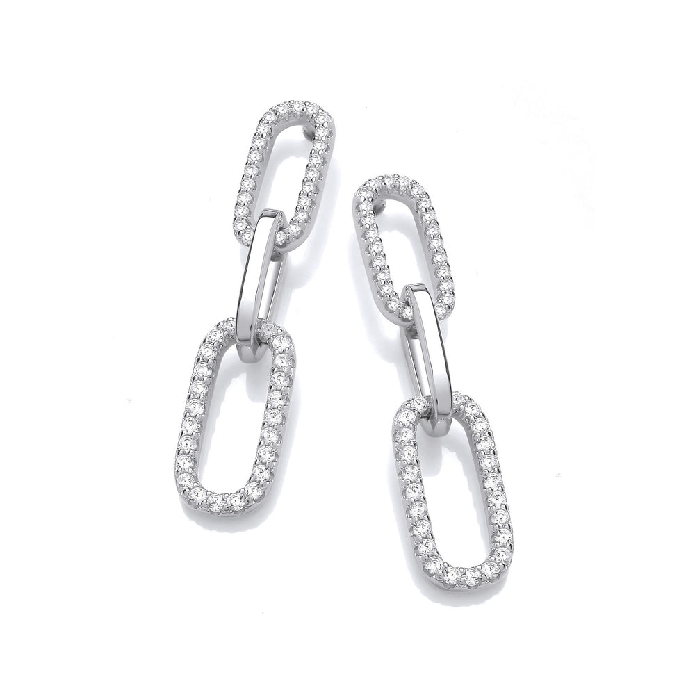 Paper Clip Micro Pave Cubic Zirconia Drop Earrings – product view