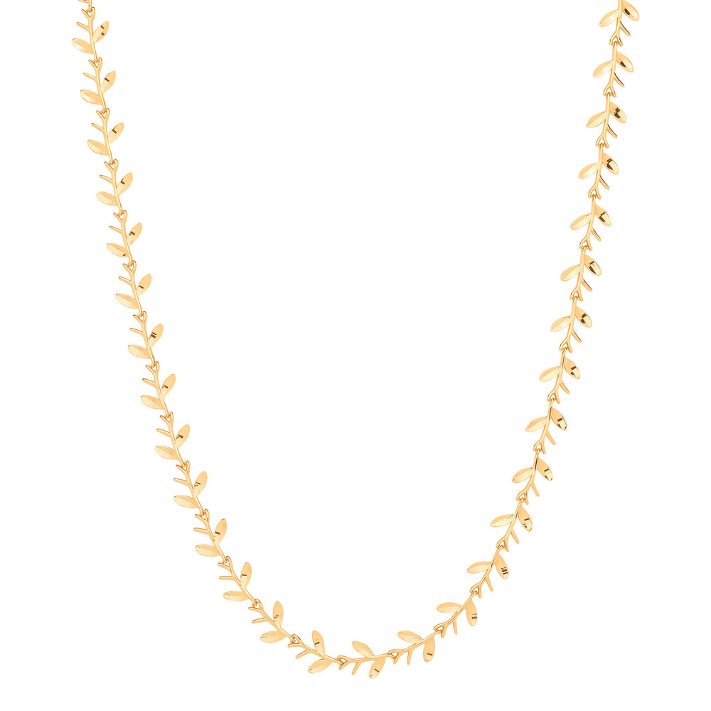 Yellow Gold Leaf with Olives Motif Necklace/Bracelet