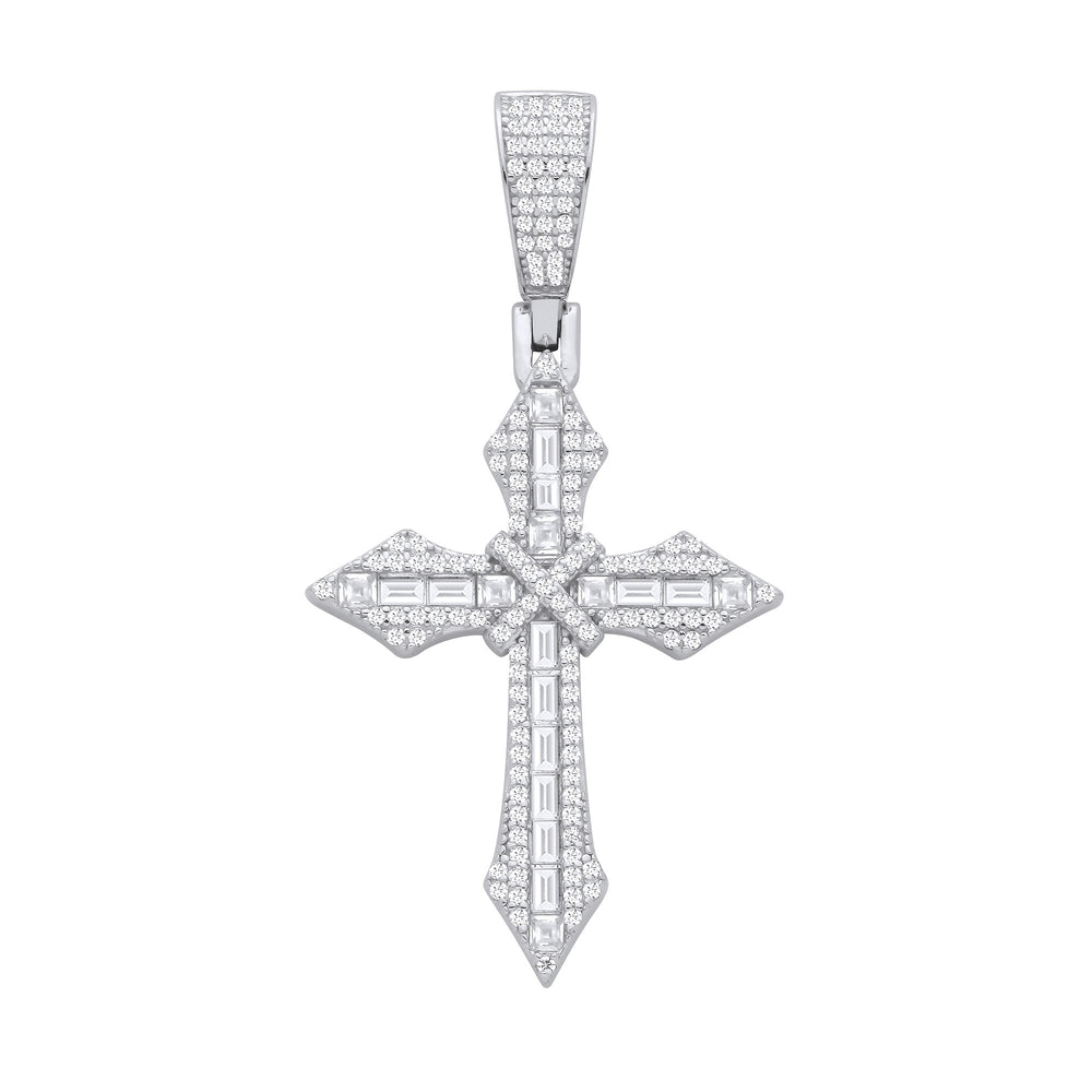 Silver Cubic Zirconias Pointed Cross