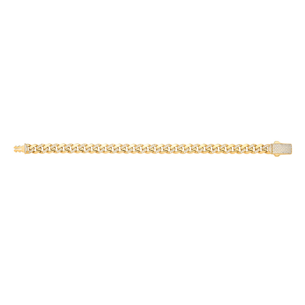 Yellow Gold Cubic Zirconia Curb 8mm Gents Bracelet