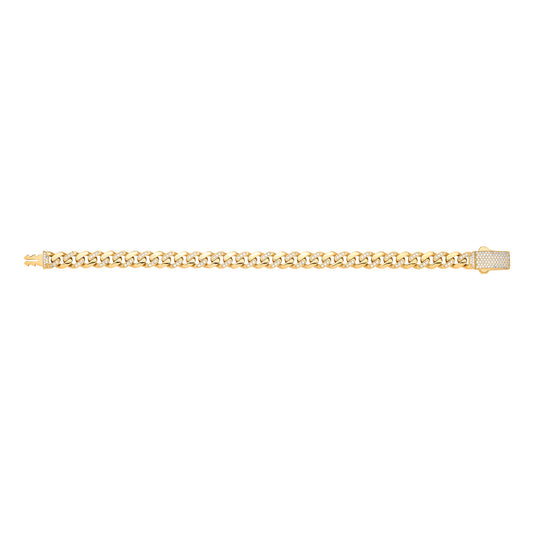 Yellow Gold Cubic Zirconia Curb 8mm Gents Bracelet
