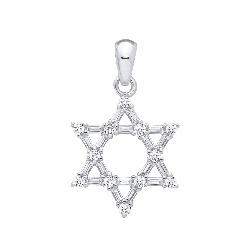 Silver Cubic Zirconias Star of David Pendant