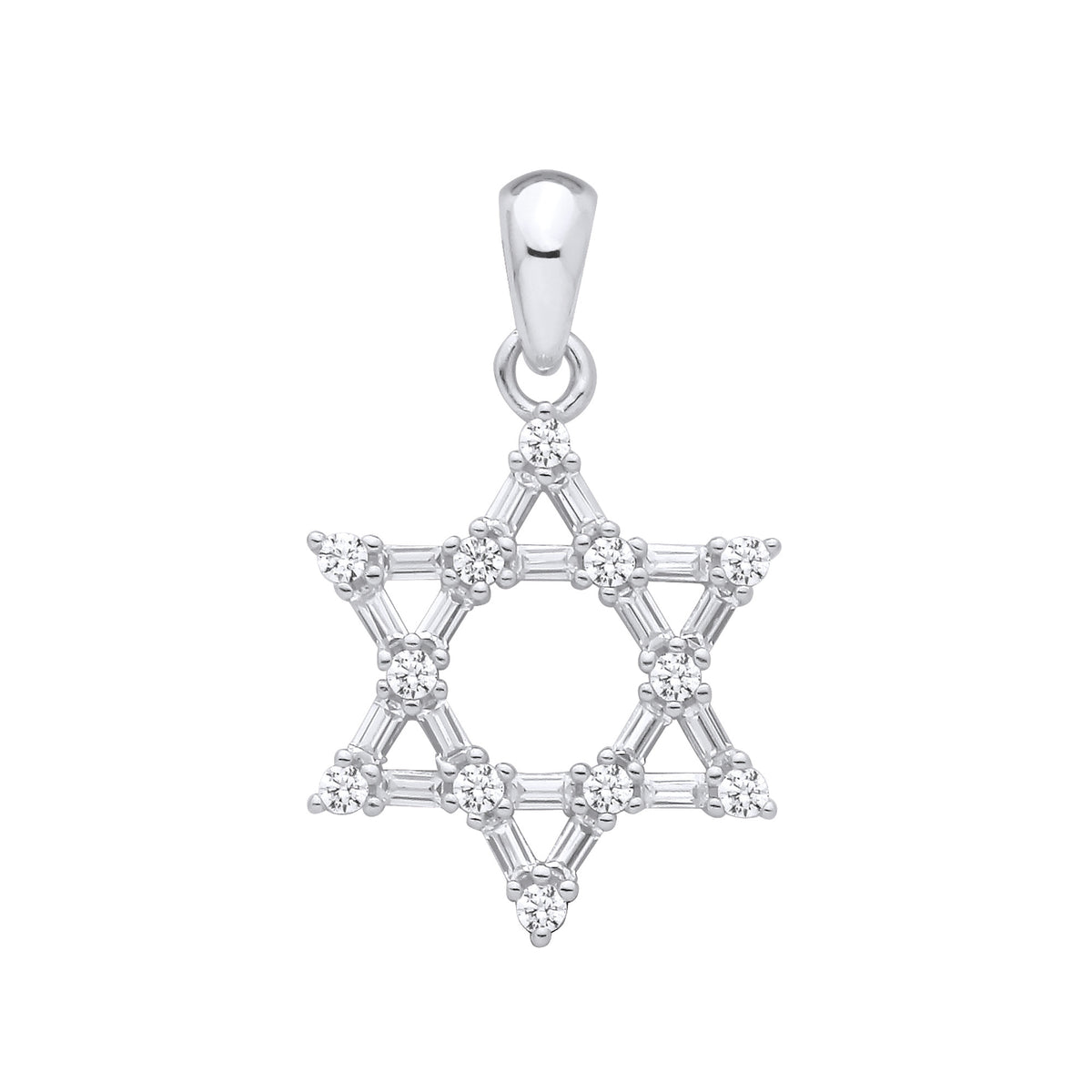 Silver Cubic Zirconias Star of David Pendant