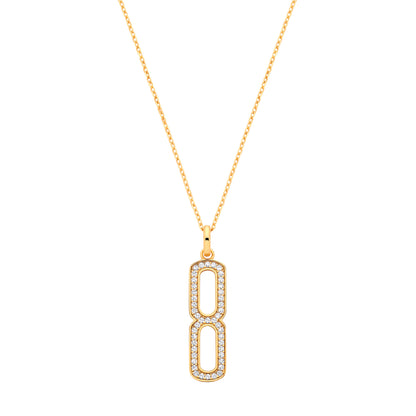 Silver 18ct Yellow Gold Plated Necklace with Cubic Zirconia Paper Clip Drop Pendant