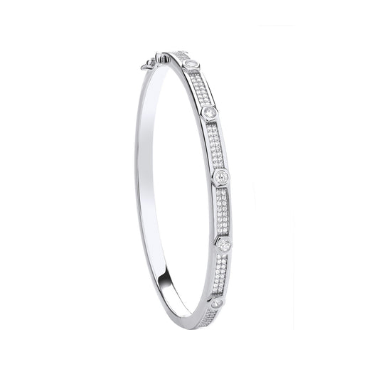 Silver Round Cubic Zirconias Ladies Bangle