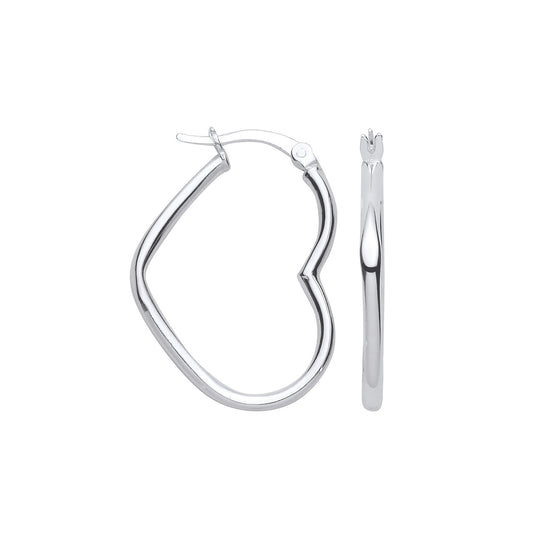 Silver Heart Hoop Earrings