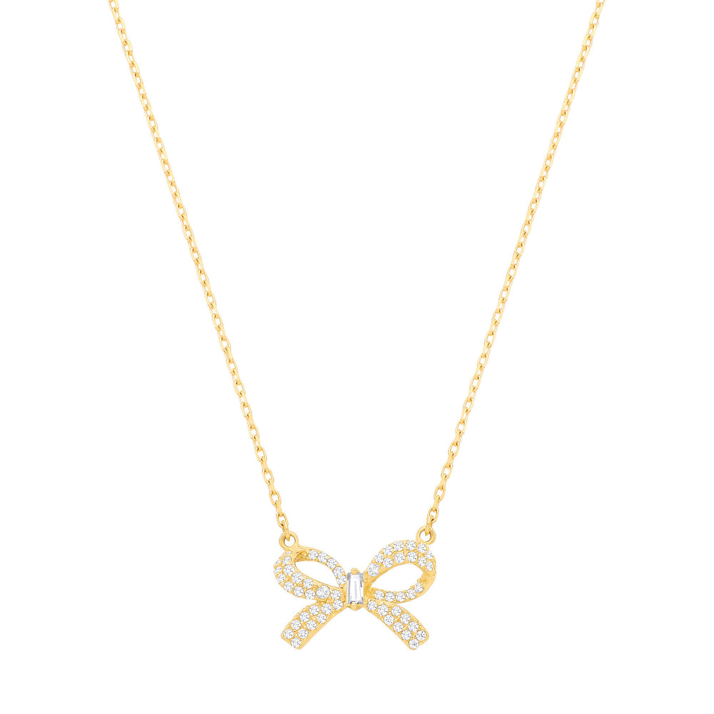 Yellow Gold Cubic Zirconia Bow Chain