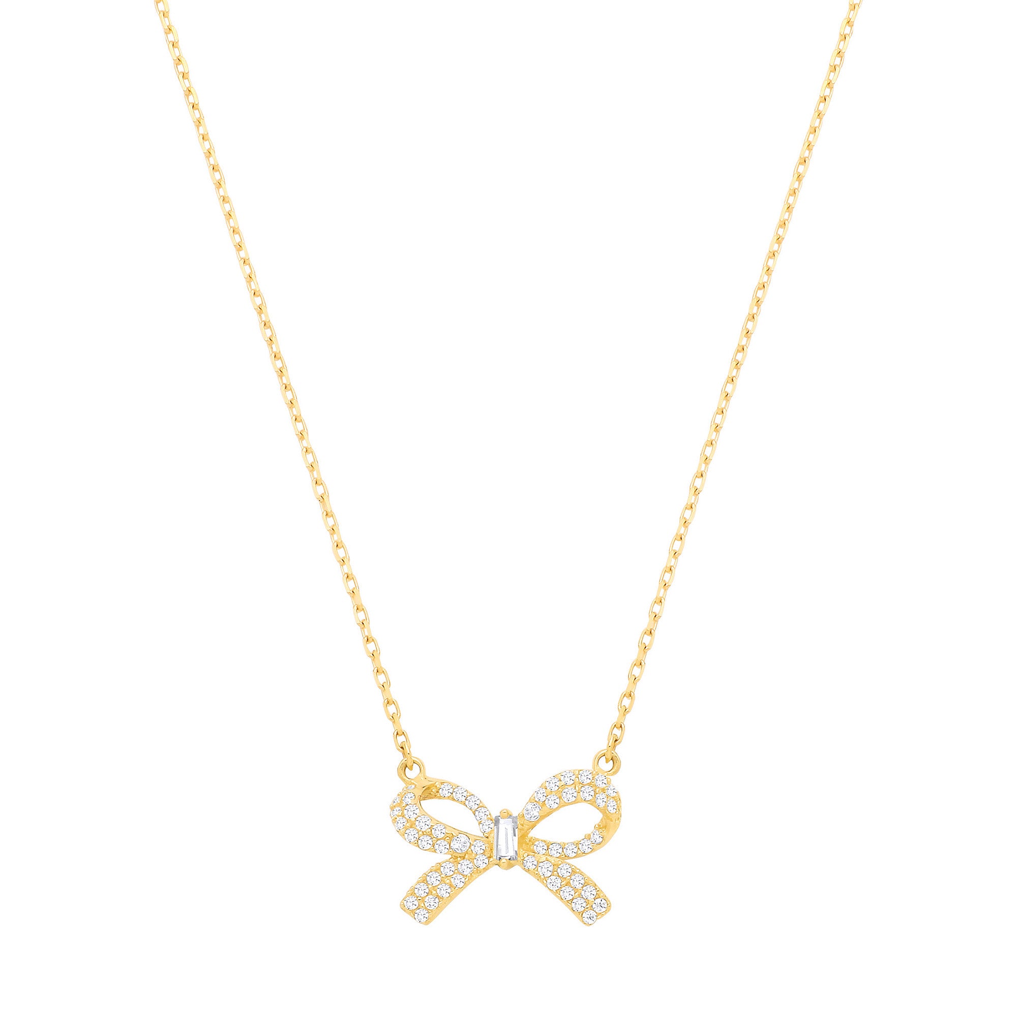 Yellow Gold Cubic Zirconia Bow Chain