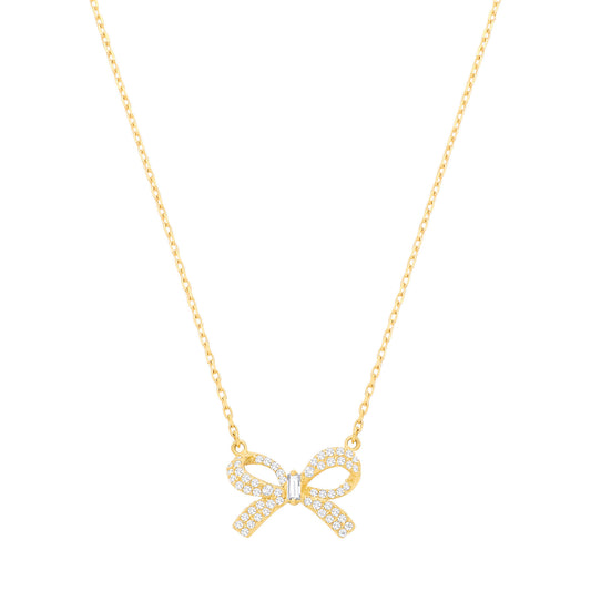 Yellow Gold Cubic Zirconia Bow Chain