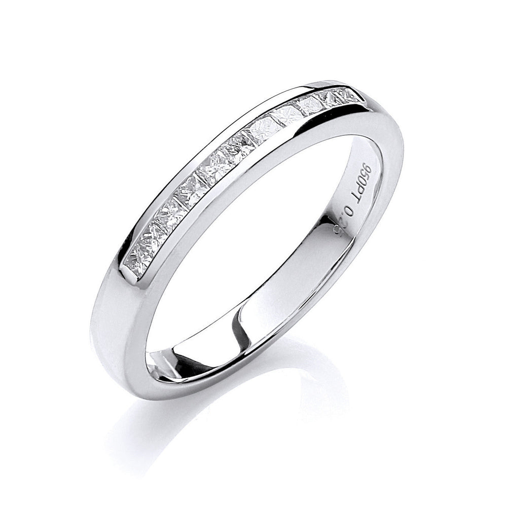 18ct White Gold 0.25ctw Princess cut G/H-Si Diamond Half Eternity Ring