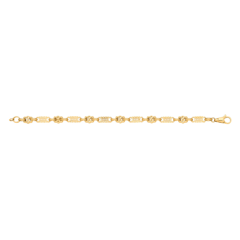Yellow Gold Stars & Bars Ladies Bracelet