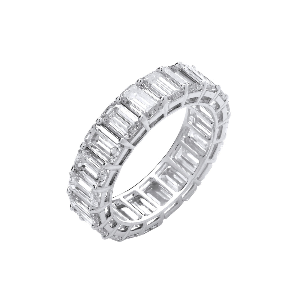18ct White Gold 6.00ctw Emerald Cut Lab Grown Diamond Eternity Ring IGI Certified – product view