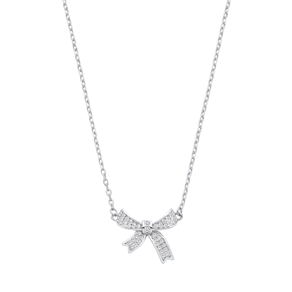 Silver Cubic Zirconia Bow Pendant Chain/Bracelet – product view