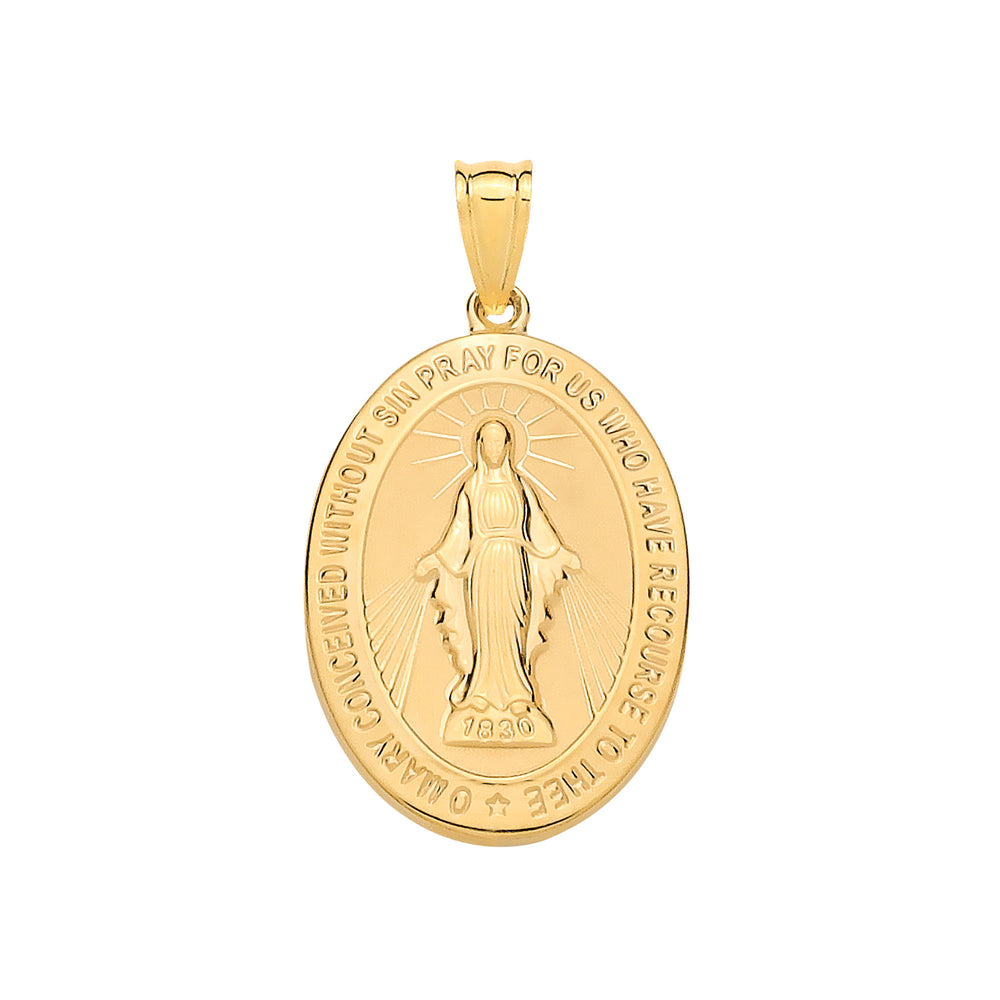 Yellow Gold Virgin Mary Hollow Medallion
