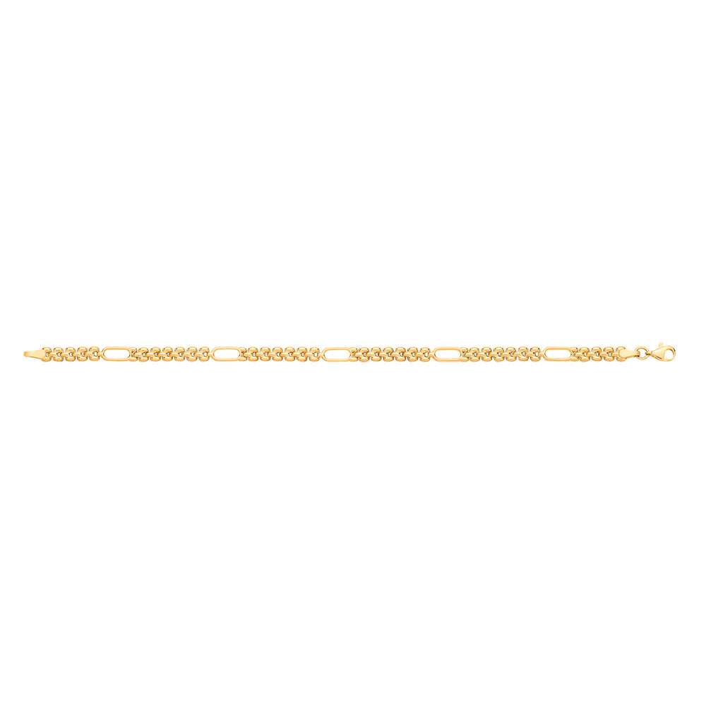 Yellow Gold Panther & Plain Oval Link Ladies Bracelet