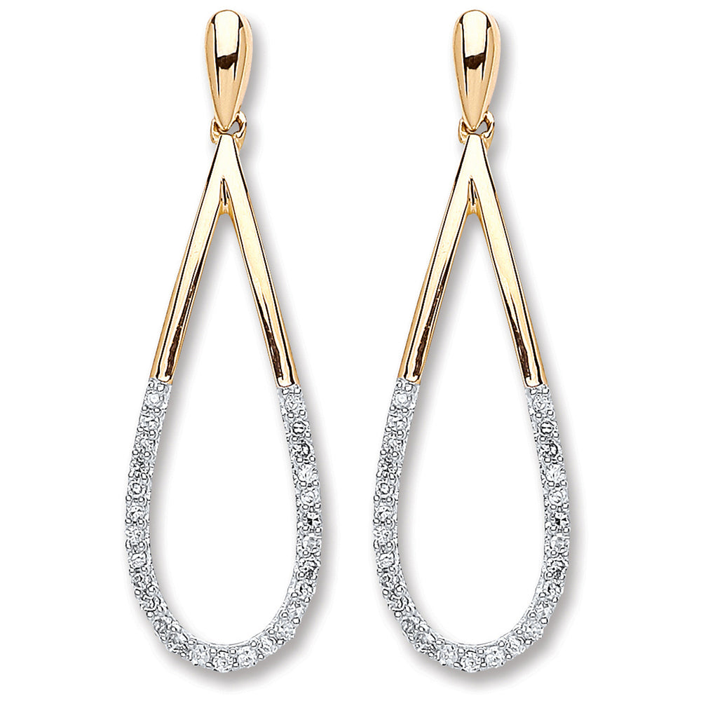 9ct Yellow Gold 0.15ct Dia Drop Earrings