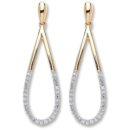 9ct Yellow Gold 0.15ct Dia Drop Earrings