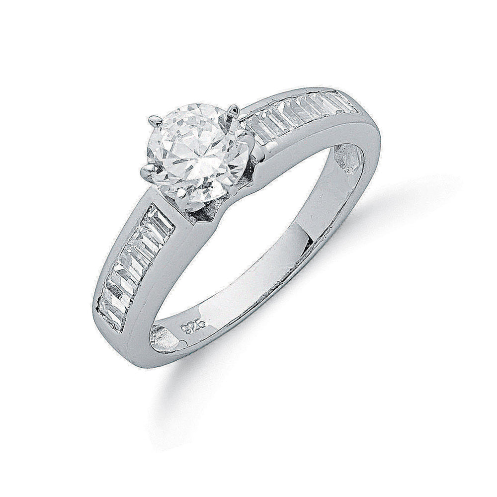 Silver Claw Set Cubic Zirconia Solitaire Ring